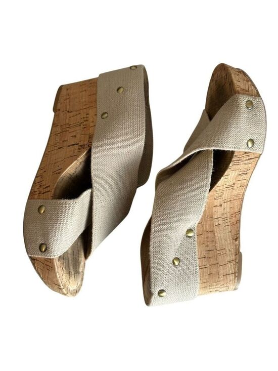 Lucky Brand Shoes - Lucky Brand Miller 2 Cork 4 Inch Wedge Heel Sandals Cream & Tan Women’s Size 8.5